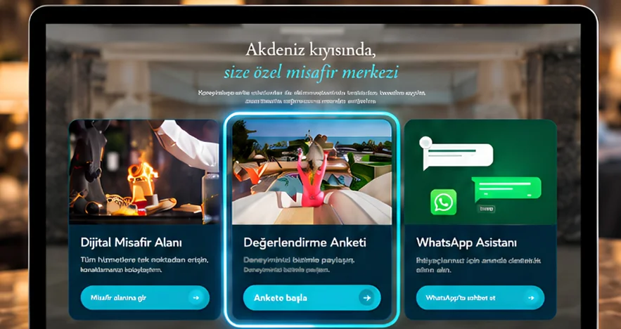 Survey access and scheduled feedback touchpoints during the stay