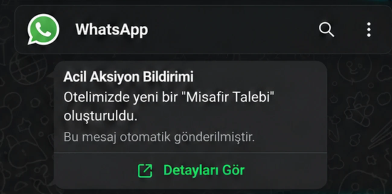Work notification sent to the responsible team via WhatsApp